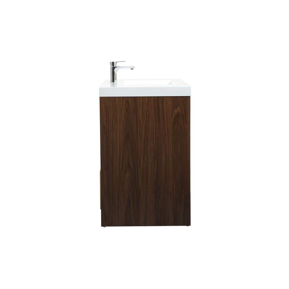 Walnut and White MDF Single Basin Vanity with Resin Sink