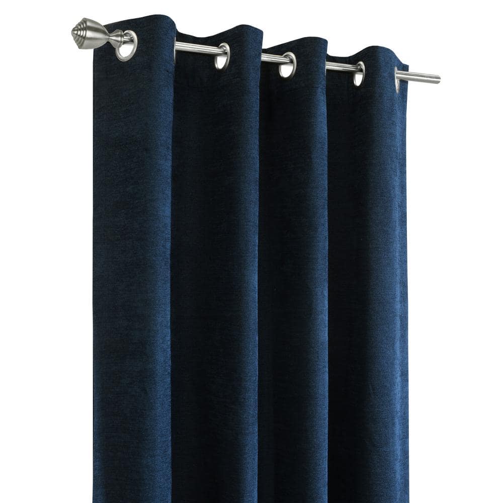 Dark Navy Polyester Blackout Grommet Curtain Panel 52 x 95
