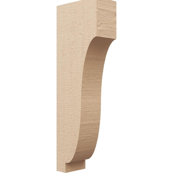 Ekena Millwork Thin Series 2 5 in. x 10 in. x 30 in. Van Buren Rough Cedar Woodgrain Timberthane Polyurethane Corbel in Primed Tan