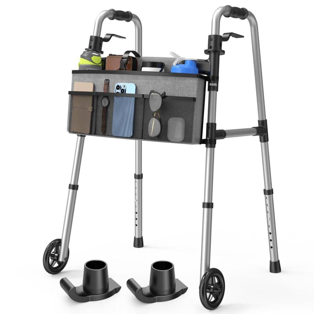Folding Walker with Basket, Glide Skis, 5 in. Wheels Lightweight Walkers for Seniors, Adults, 350 lb. Adjustable Height price history on PriceWatchPro