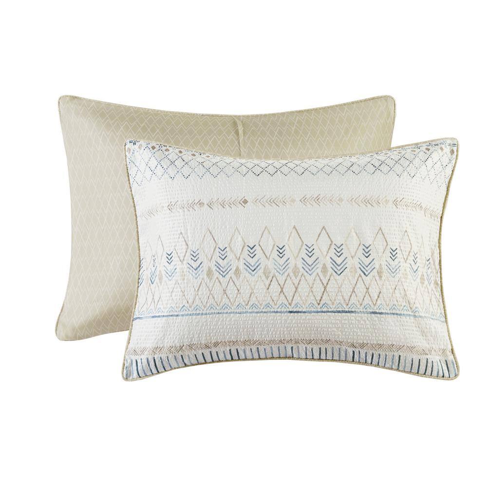 King Blue Reversible Microfiber Comforter Set with Throw Pillows