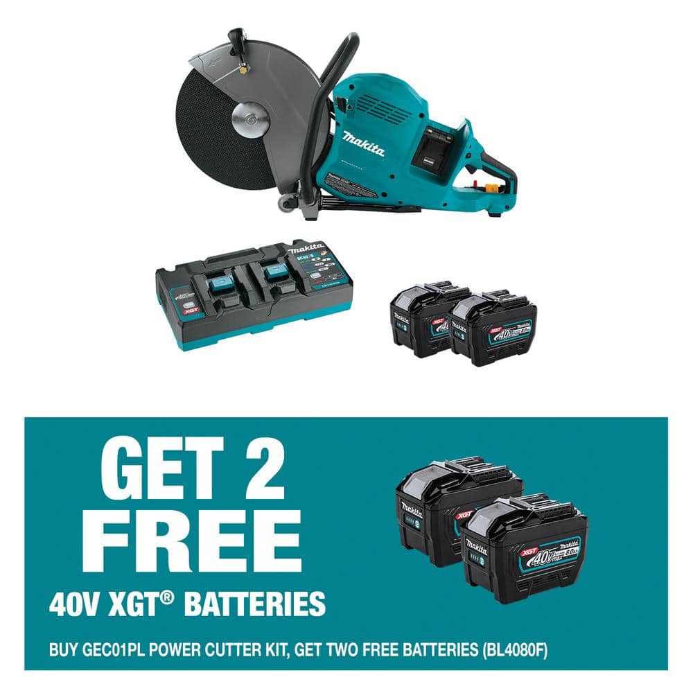 Makita 80V max (40V max X2) XGT Brushless Cordless 14 in. Power Cutter Kit (8.0Ah) w/2 bonus 8.0Ah Batteries