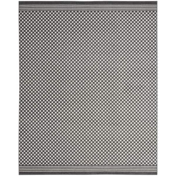 Nourison Casual Grey 8 ft. x 10 ft. Checker Contemporary Area Rug