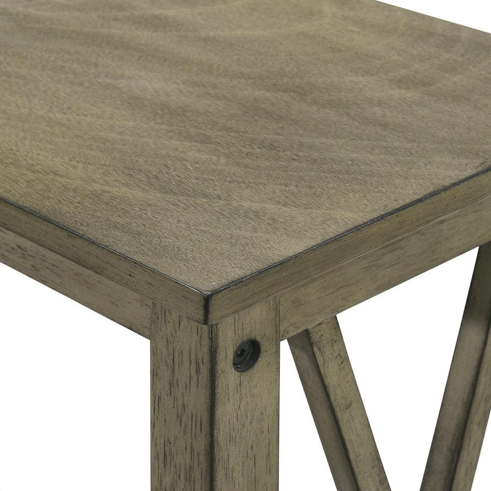 Eden Gray Solid Wood Rectangular End Table with Shelf