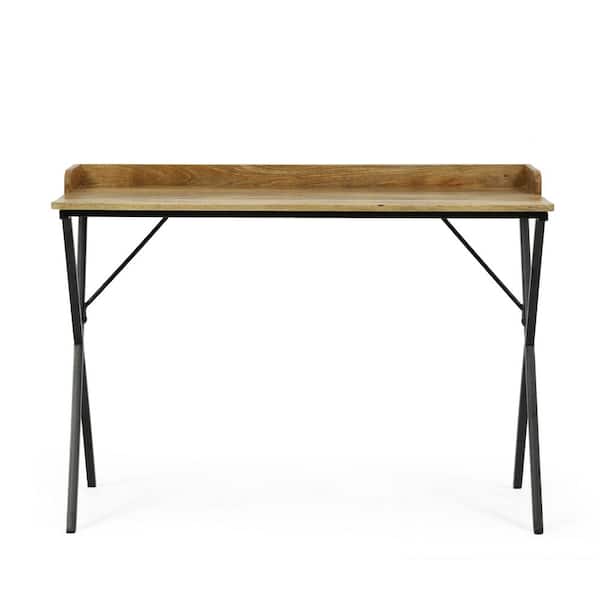 Noble House Groveport 42 in. Modern Industrial Handmade Mango Wood Tray Top Console Table, Natural and Black