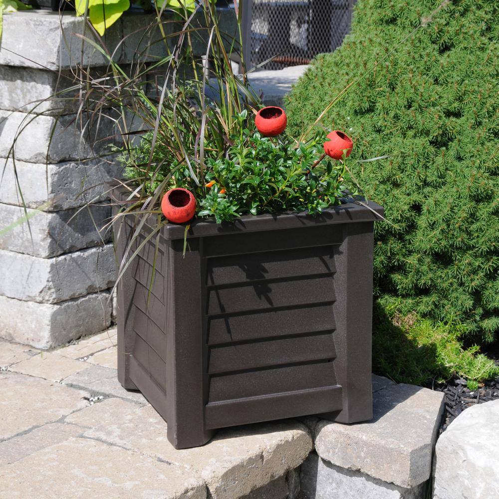 Espresso Square Resin Self-Watering Planter with Sub-Irrigation