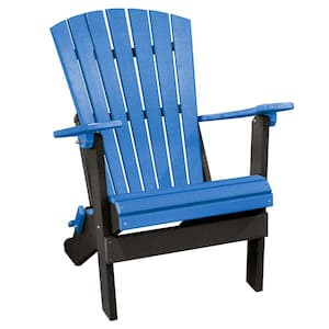 Adirondack Blue On Black Folding Composite Adirondack Chair