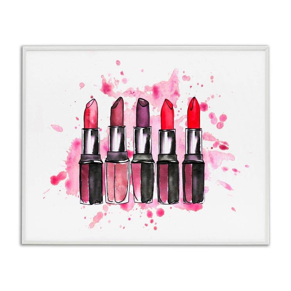 Modern Splatter Lipstick by Svetlana Aleynikova White Framed Abstract Giclee Art Print 11 in. x 14 in.