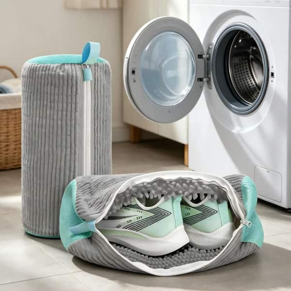 Numhew Gray Shoe Washing Bags, 2 Pack Microfiber 360° Cleaning