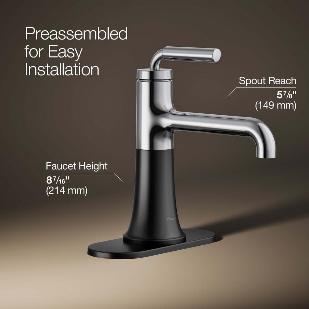Tone Midcentury Modern Single-Handle Chrome & Matte Black Bathroom Faucet