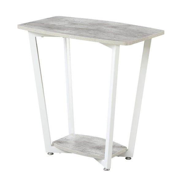 Convenience Concepts Graystone 23.75 in. Gray and White Rectangle Particle Board End Table with Shelf