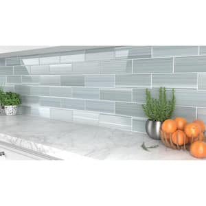 Heron Gray 4 in. x 12 in. Glass Tile for Kitchen Backsplash and Showers (10 sq. ft./per Box)
