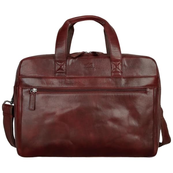Pelle D'oro Brown Leather Double Compartment 15.6 in. Laptop and Tablet Briefcase