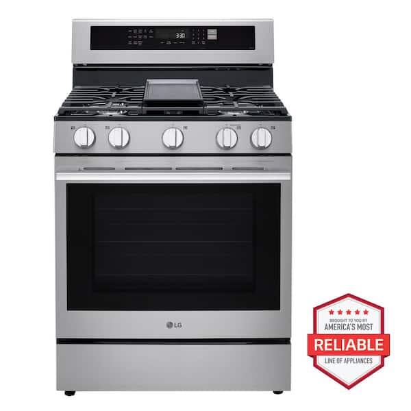6.3 cu. ft. Smart True Convection InstaView Gas Range Single Oven with Air Fry in Printproof Stainless Steel