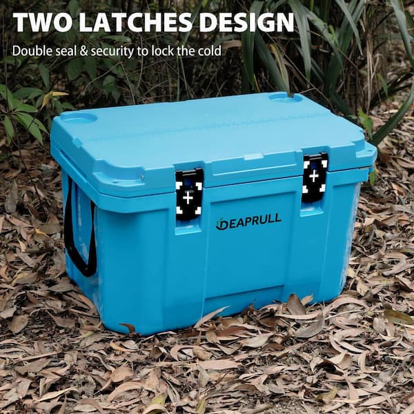 Denjol Light Blue 60 qt. Portable Chest Cooler with Cup Holders