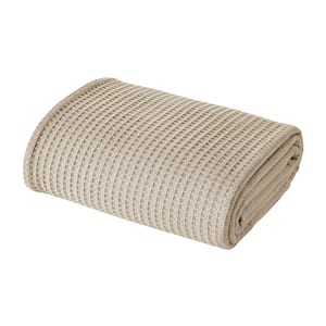 100% Cotton Waffle Thermal Blankets Taupe King