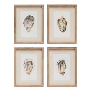 4 Piece Framed Oyster Graphic Print Nature Poster 15.8 in. x 11.75 in.
