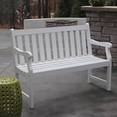 Henley 48 in. 2-Seat White Wood Outdoor Bench