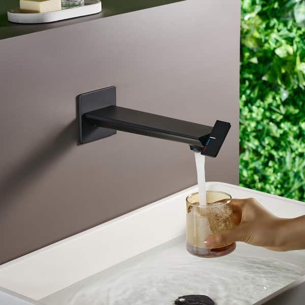 Single-Handle Wall Mounted Bathroom Faucet Brass Included Valve in Matte Black