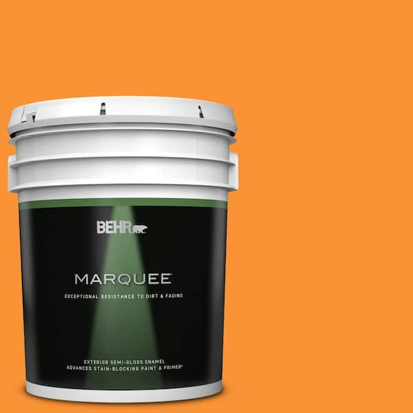 BEHR MARQUEE 5 gal. #P240-7 Joyful Orange Semi-Gloss Enamel Exterior Paint & Primer