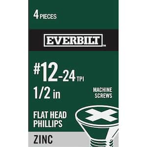 #12-24 x 1/2 in. Zinc Plated Phillips Flat Head Machine Screw (4-Pack)
