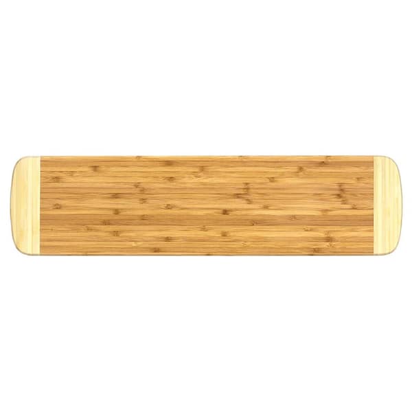Unbranded Natural 2-Tone 23 in. x 6 in. Rectangular Flat-Grain Palaoa Bamboo Bread Cutting Board