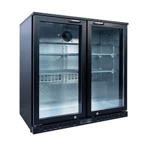 35 in.7.4 Cu.Ft. 2-Glass Door Beverage Refrigerators Cooler Automatic door closing Black