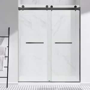 66 in.-72 in. W x 76 in. H Double Sliding Frameless Shower Door Matte Black with 3/8 in. (10mm) Clean Tempered Glass
