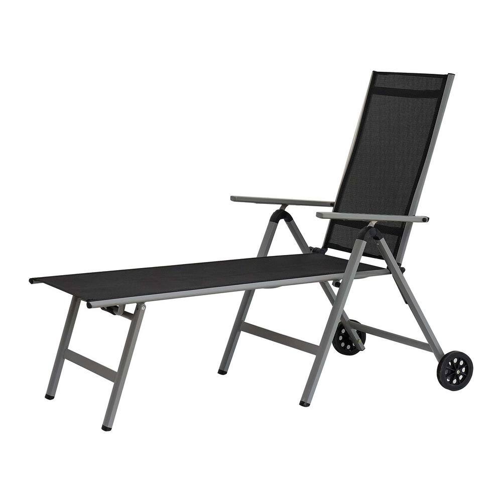 Metal Outdoor Chaise Lounge Chairs, Adjustable Chair with Wheels for Poolsi
