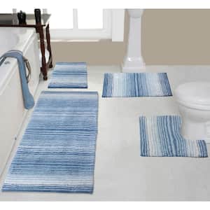 100% Cotton Gradiation Collection Machine Washable 4-Pcs Set with Runner, Blue