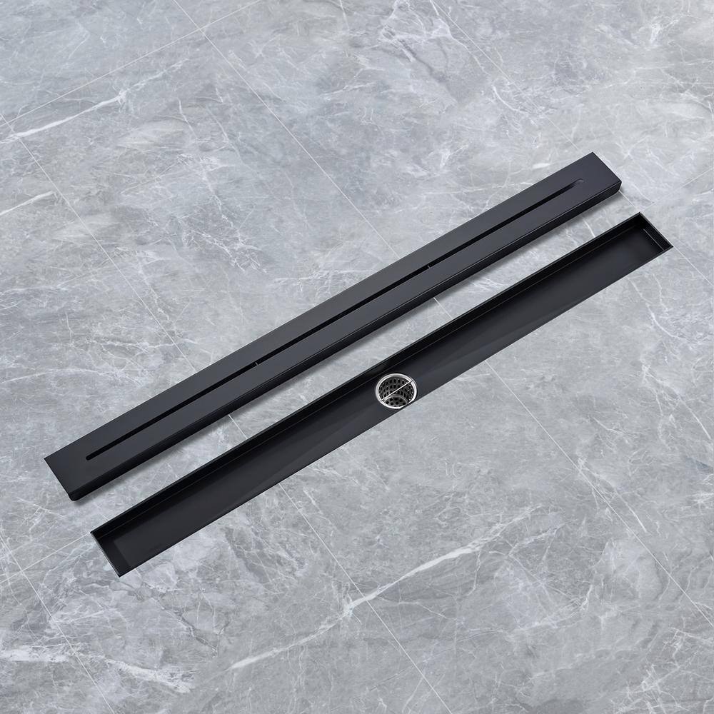 Matte Black 32'' Linear Grid Shower Drain