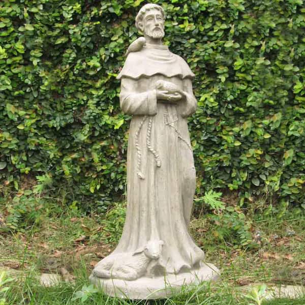 Lightweight 27 in. H Saint Francis Statue in Old Stone Garden Statue
