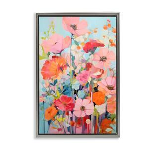 Stupell Industries Abstract Flowers on Blue by LSR Design Studio