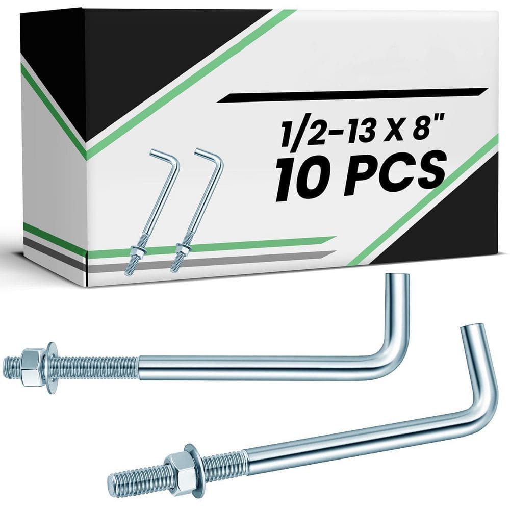 10-Piece J Bolt Galvanized Anchor Bolts Galvanized Concrete Fastener Concrete Cement Post Anchor with Nuts and Washers price history on PriceWatchPro