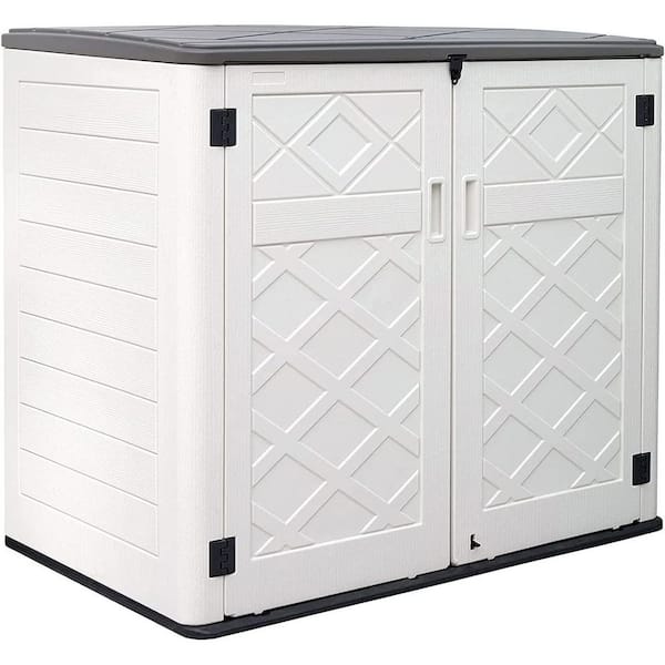 4 ft. 5 in. W x 2 ft. 10.3 in. D x 3 ft. 11 in H Large Plastic Resin Outdoor Storage Cabinet Shed with 2-Shelves