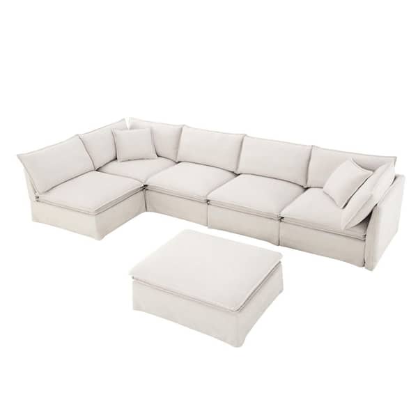 Harper & Bright Designs 125.5 in. 6-Piece Modular Chenille L