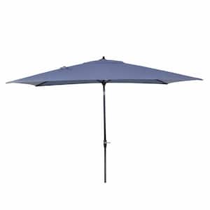10 ft. x 6 ft. Aluminum Market Patio Umbrella in Steel Blue