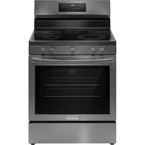 Gallery 30 in 5 Element Freestanding Range in Black Stainless Steel with True Convection and Air Fry