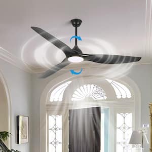 65 in. Smart Indoor Modern Black Low Profile Embedded Shade Semi Flush Mount Ceiling Fan with Bright LED with Remote