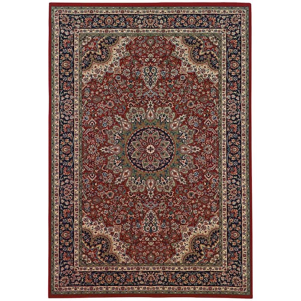 AVERLEY HOME Alyssa Red/Blue 8 ft. x 8 ft. Square Medallion Area Rug