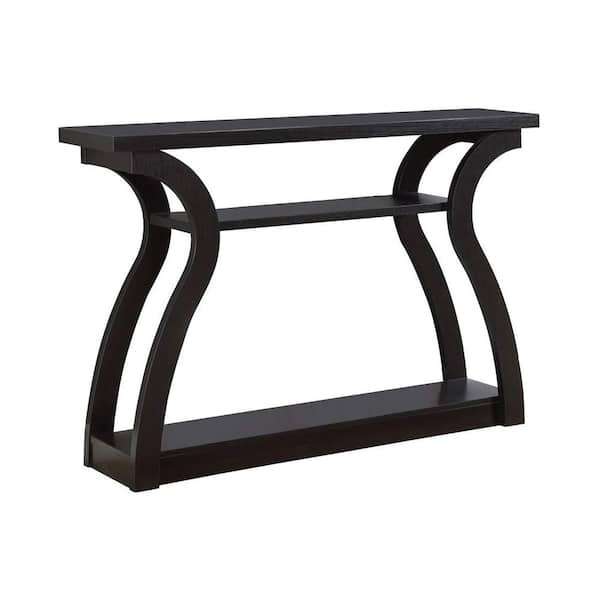 Monarch Specialties 48 in. Cappuccino Standard Rectangle Console Table with Storage