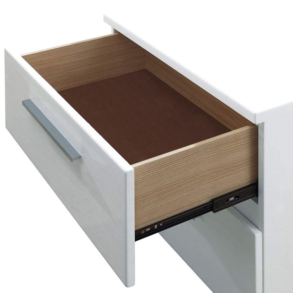 Clementine 2-Drawer White and Chrome Contemporary Nightstand