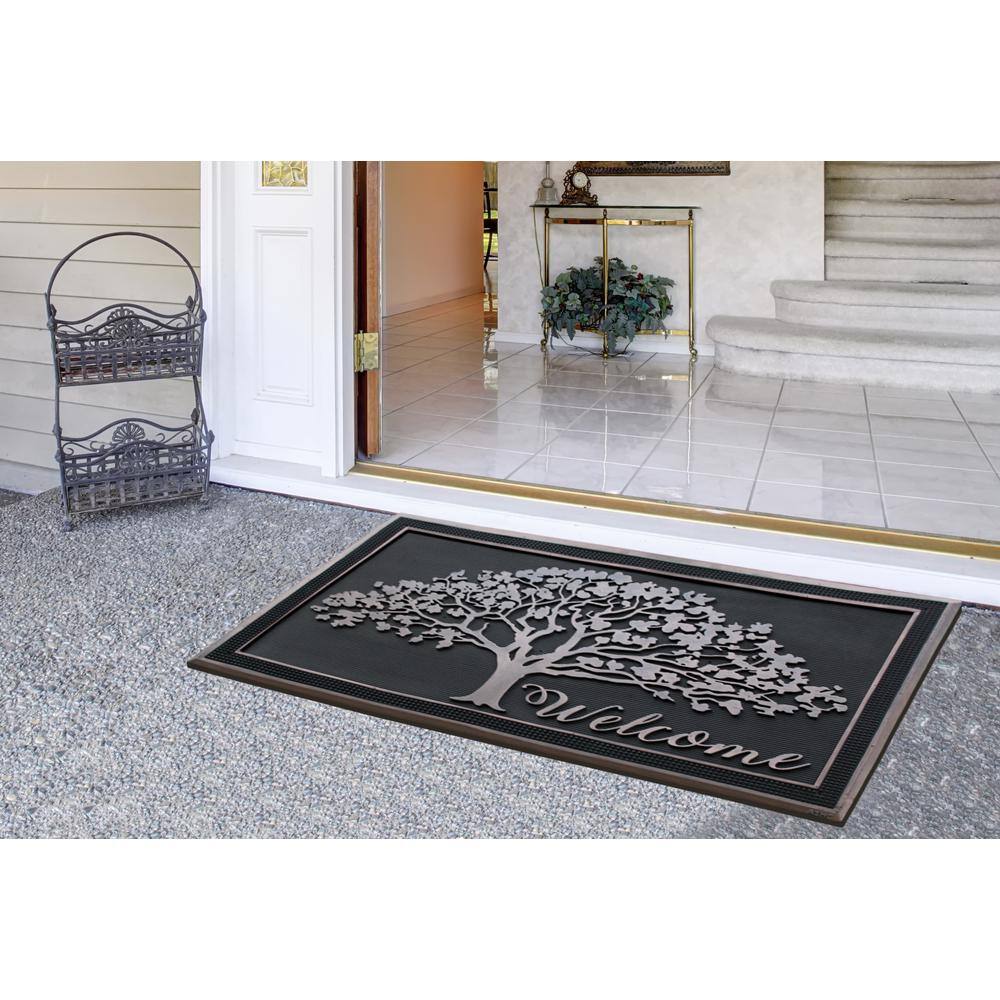 Large Black and Bronze Rubber Outdoor Decorative Doormat