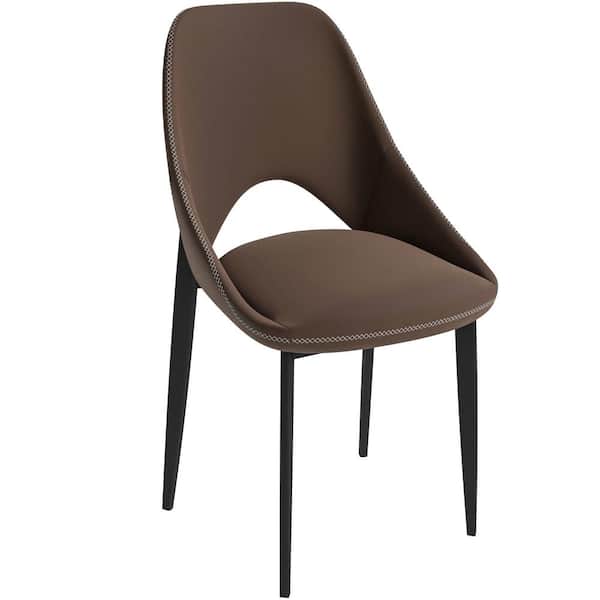 Leisuremod Amalfi Upholstered Modern Dining Chair with Metal Legs Open Back Accent Chair for Dining in Light Brown