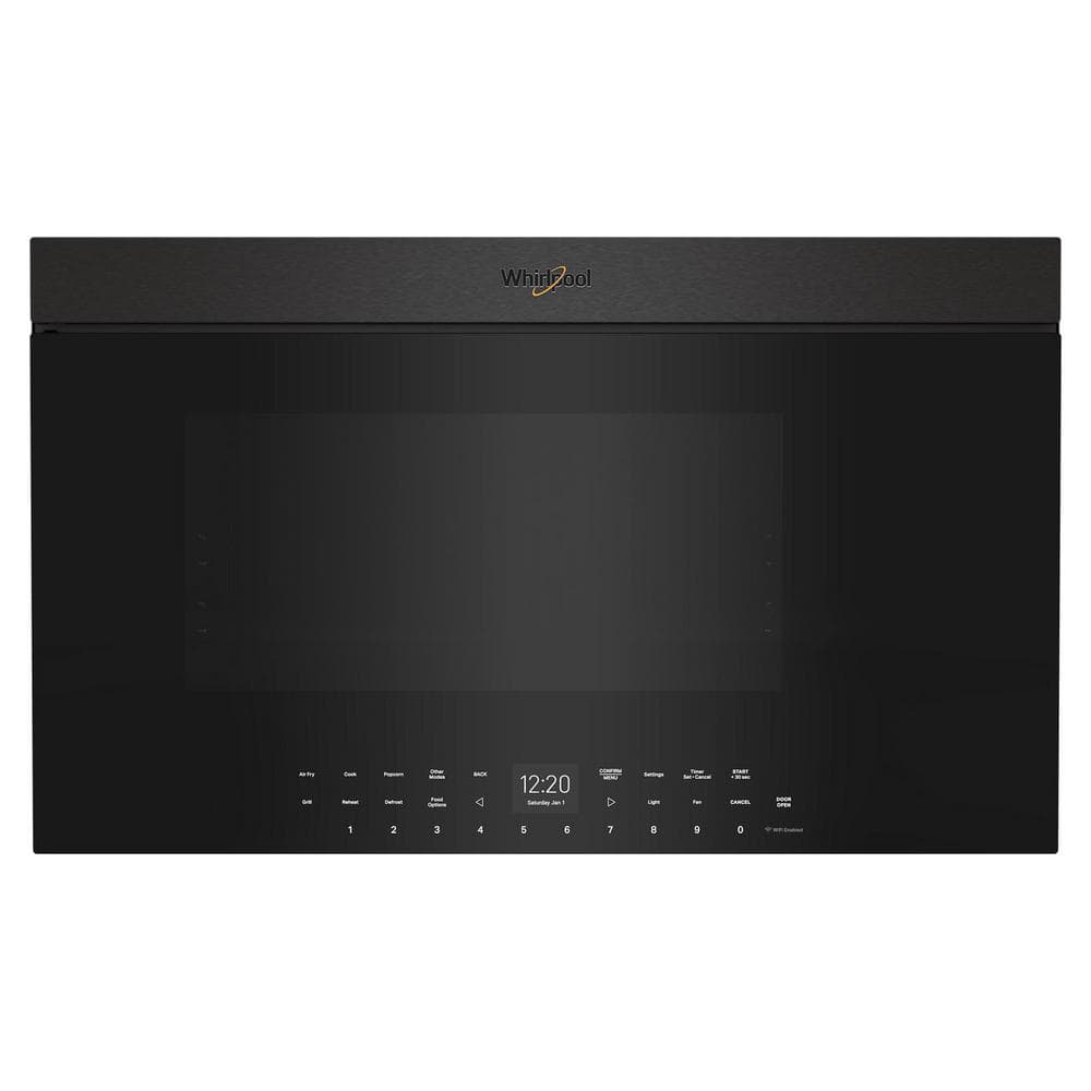 30 in. 1.1 cu. ft. Air Fry Over-the-Range Flush Built-In Microwave in Black Stainless Finish with Flush Built-in Design
