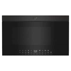 30 in. 1.1 cu. ft. Over-the-Range Flush Built-In Microwave in Black Stainless Finish with Air Fryer