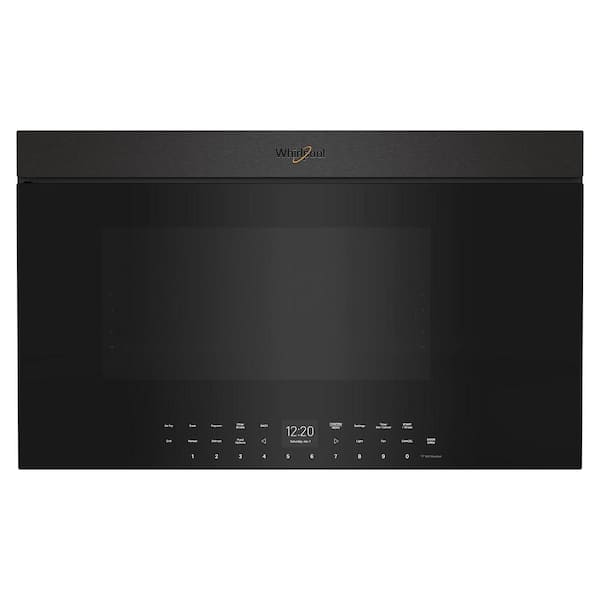 Whirlpool 30 in. 1.1 cu. ft. Air Fry Over-the-Range Flush Built-In Microwave in Black Stainless Finish with Flush Built-in Design