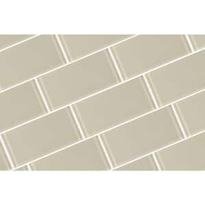 Modern Cream 3 in. x 6 in. Glossy Glass Subway Wall Tile (10 sq. ft./Case)