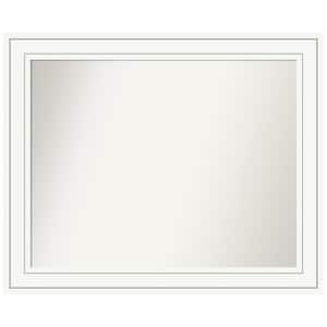Craftsman White 33 in. W x 27 in. H Non-Beveled Wood Bathroom Wall Mirror in White