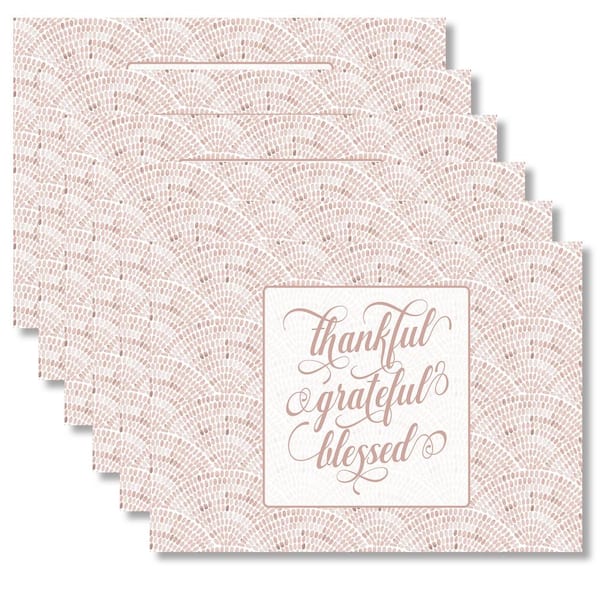 Morgan Home MHF Home 18 in. x 13 in. Polypropylene Thankful Grateful Bless Sand Placemats (Set of 6)